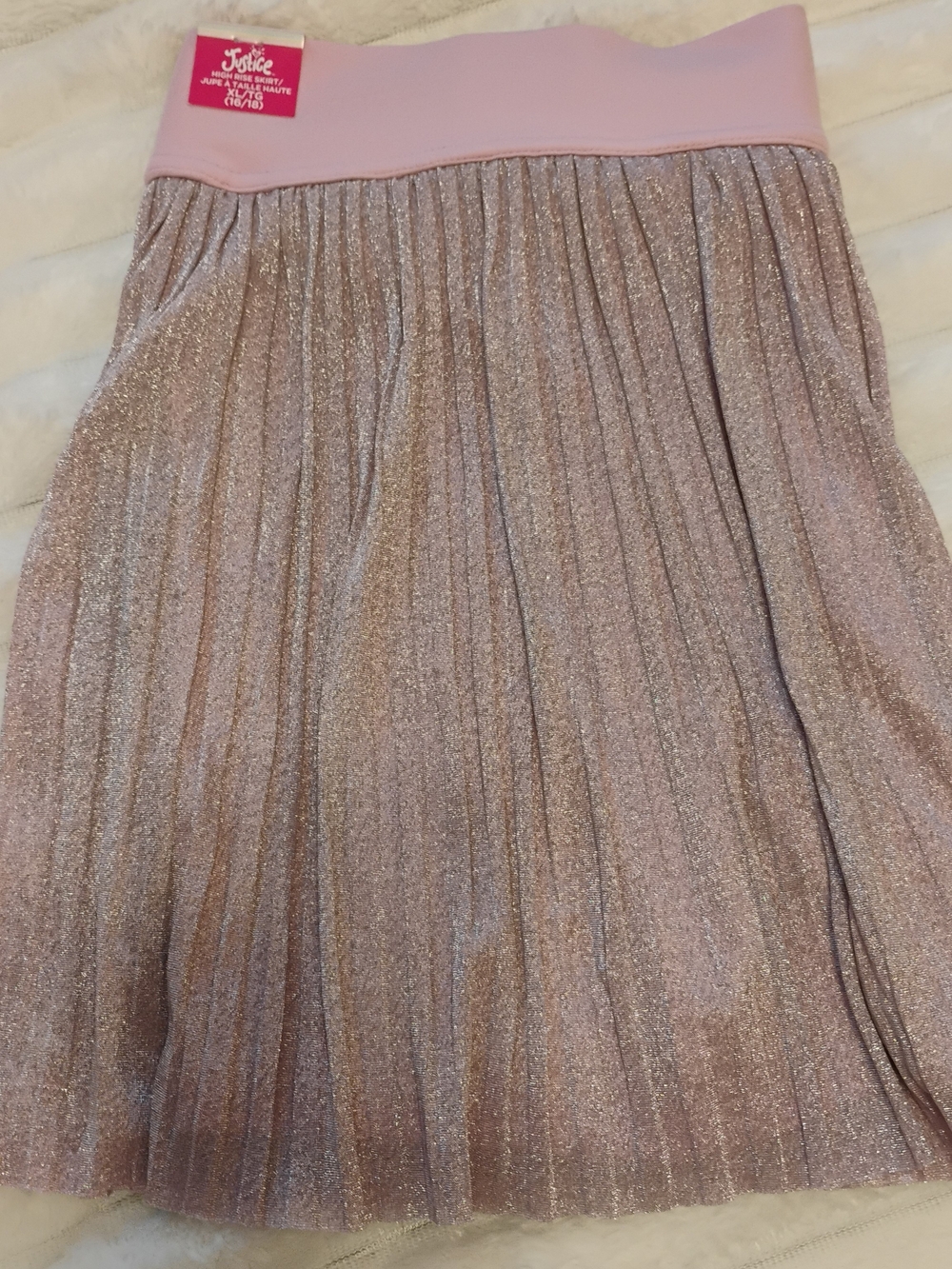 Justice Shimmery Pink Pleated Skater Skirt